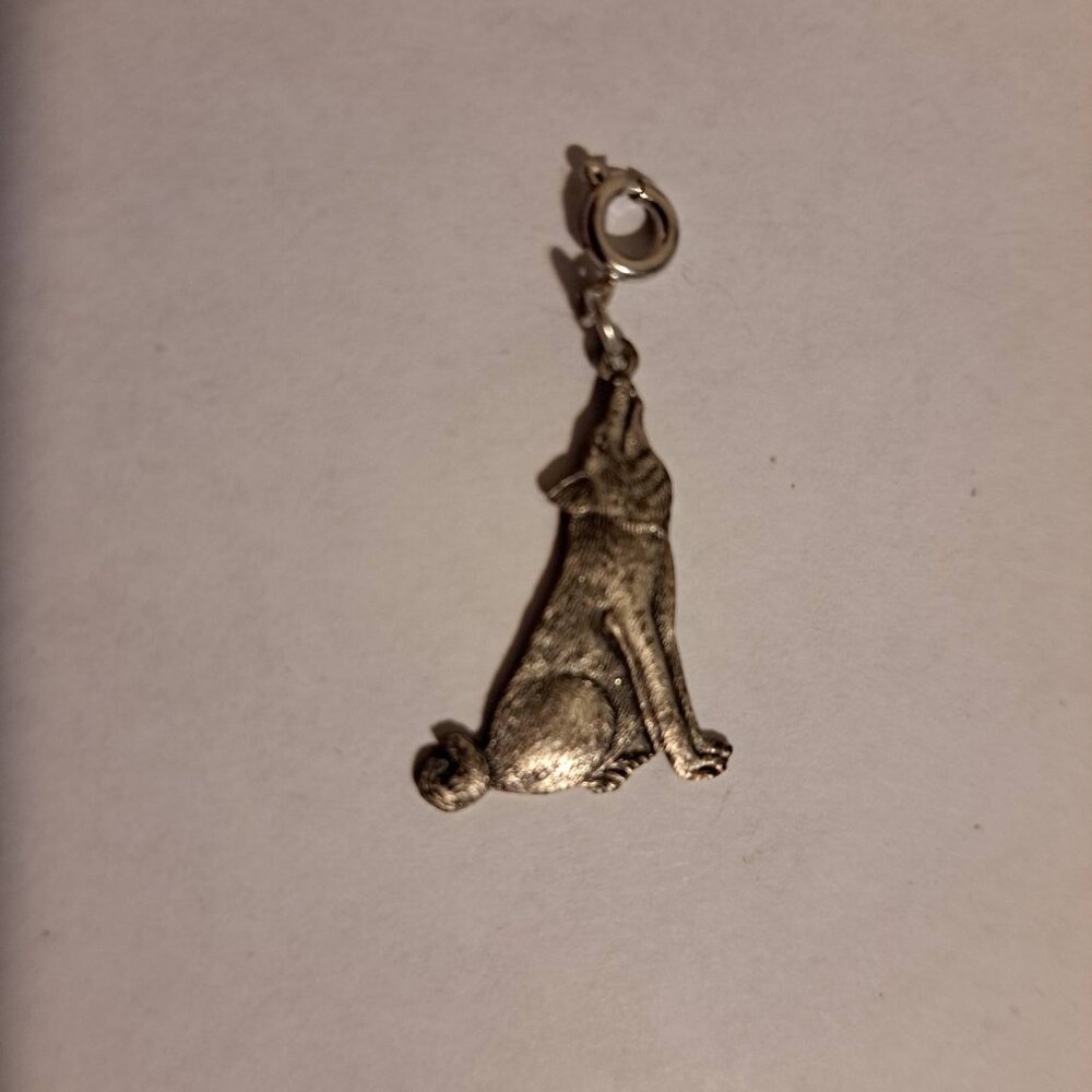 Sterling Silver Howling Wolf Charm Pendant